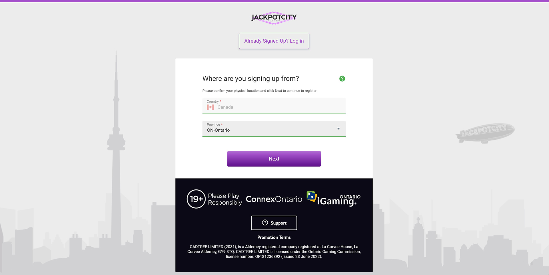 JackpotCity Registration